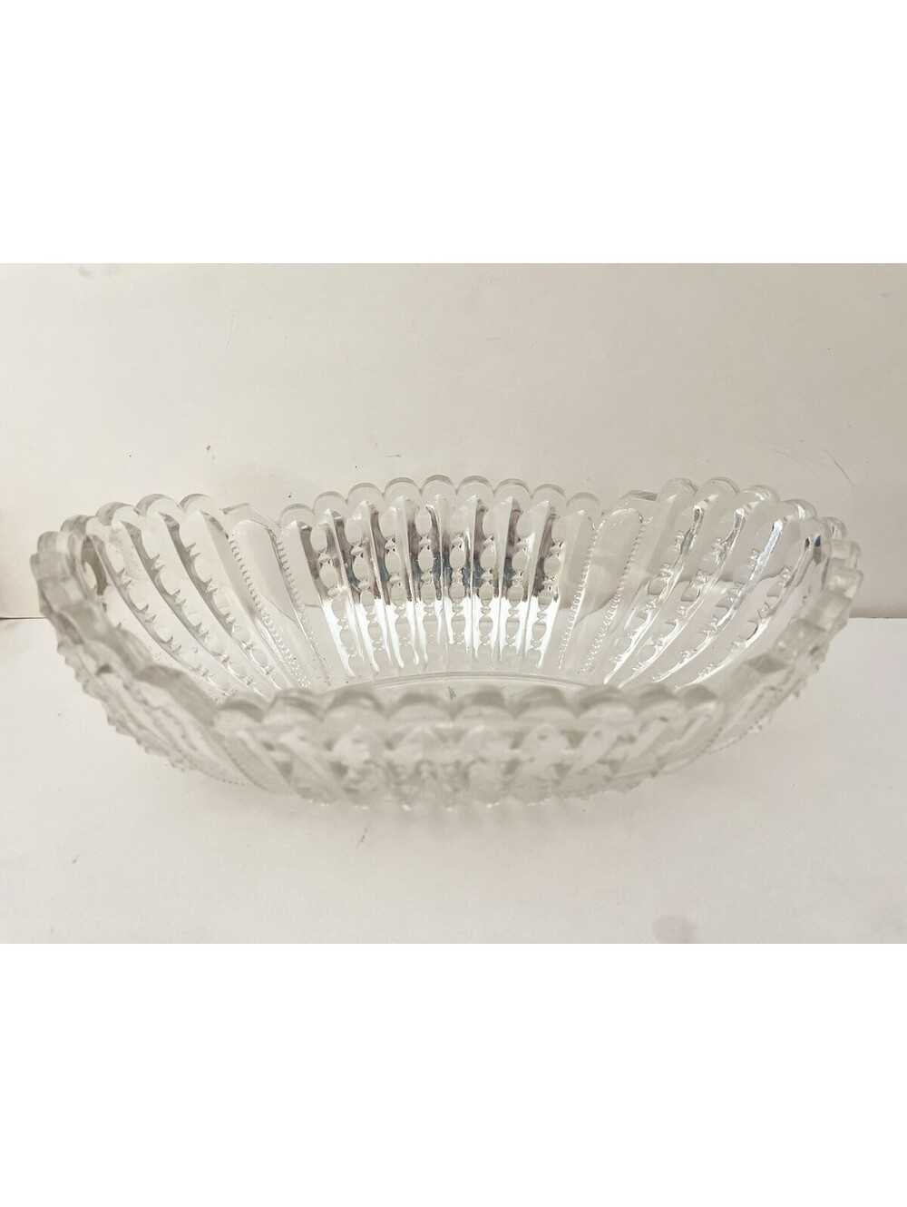 Vintage Crystal Elegant Deep Hand Cut 10” Oval Centerpiece Bowl Candy Dish